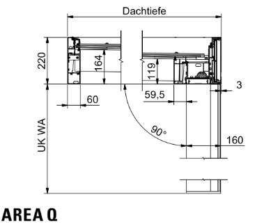 Technische Zeichnung AREA Q Terrassendach