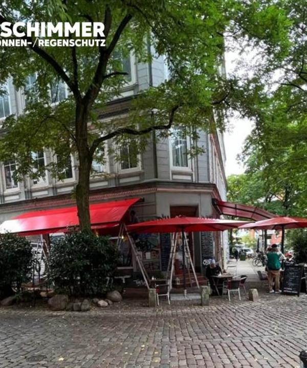 Sunrain Markise und Schatello im Cafe Geyer