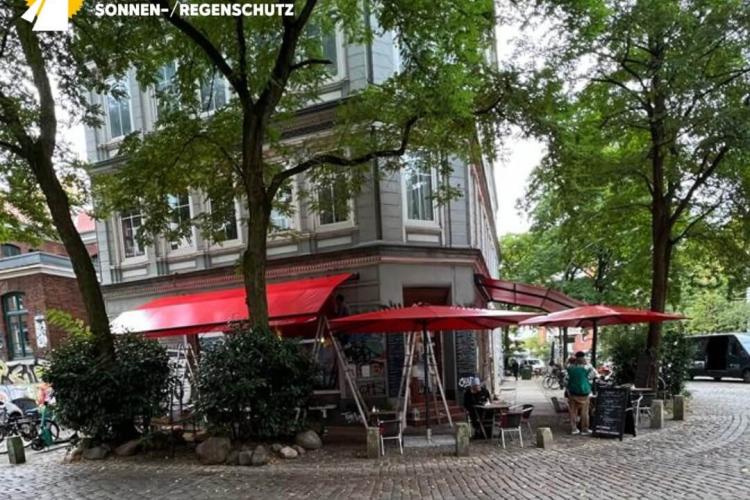 Sunrain Markise und Schatello im Cafe Geyer