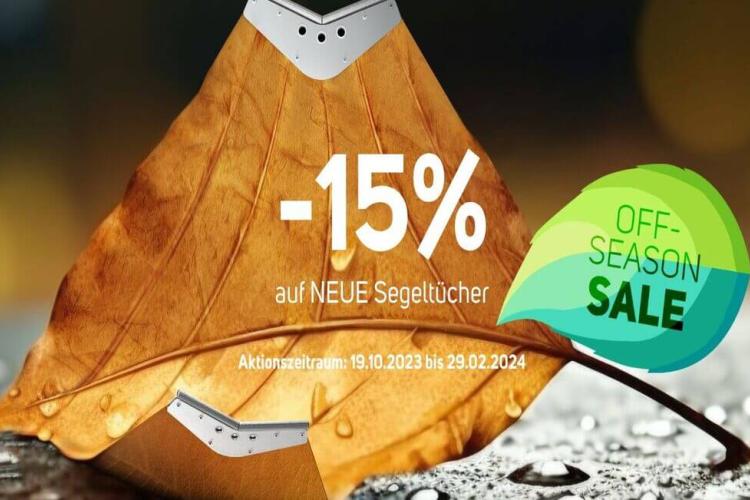 Aktion 15% Rabatt auf Segeltücher